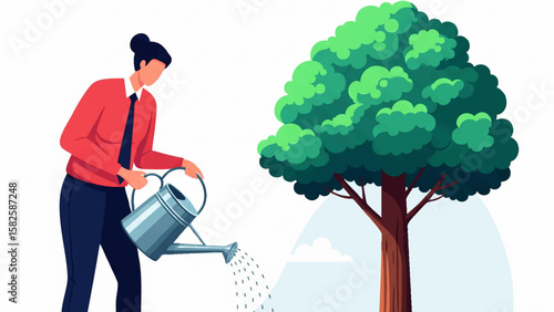 Growth Takes Time - Nurturing Business Development Vector