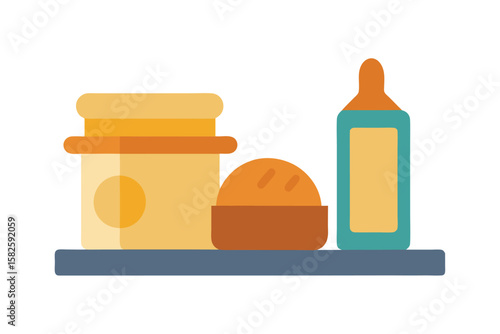 Kitchen Shelf Scene With Bread Flour Jar