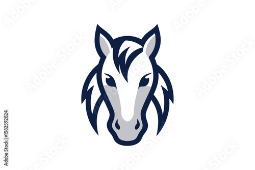 Horse Face Icon Stylized Linework On White Background