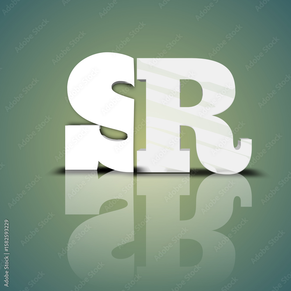 Obraz premium Soft Green Background with Reflection Effect for SR Letter Logo