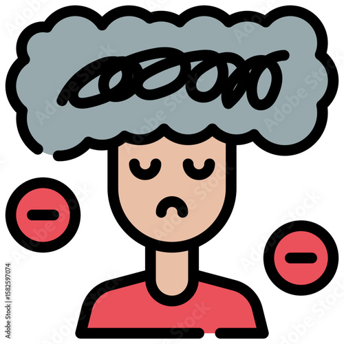 tangled thoughts think mind mental health filled outline icon