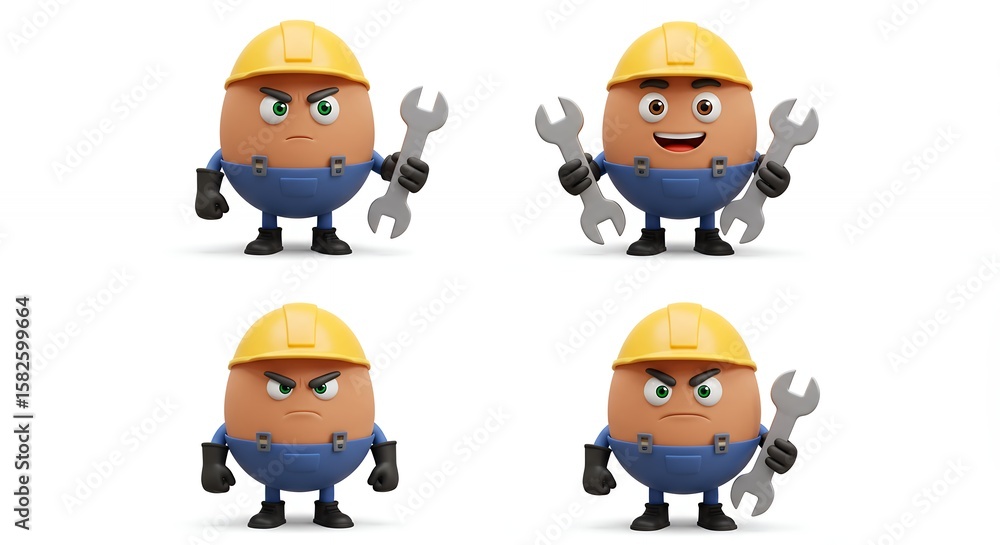 Cartoon potato characters dressed as workers Cartoon potato characters dressed as workers