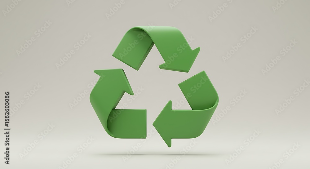 Obraz premium Green Recycle Symbol: 3D Render of Eco-Friendly Recycling Sign