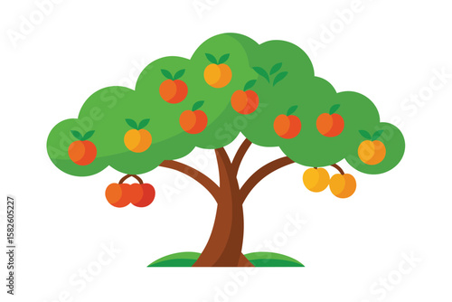 Cartoon Tree With Low Hanging Fruit On Farm Background