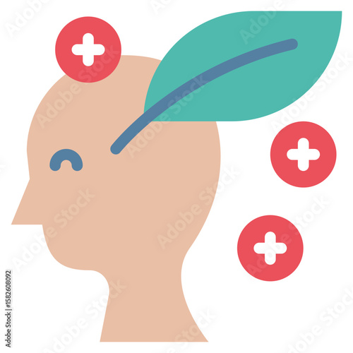 mental health growth mind think flat style icon
