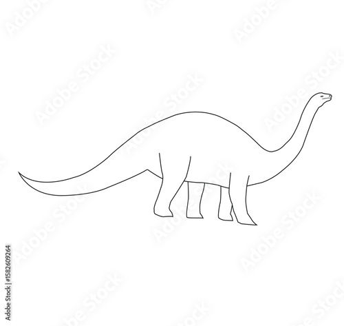 Cute cartoon had draw vector apatosaurus outline.