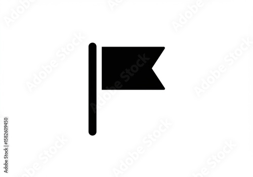 Simple black flag icon with a notched end on a white background
