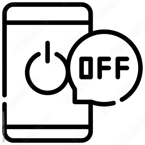 digital detox mobile off mental health simple line icon