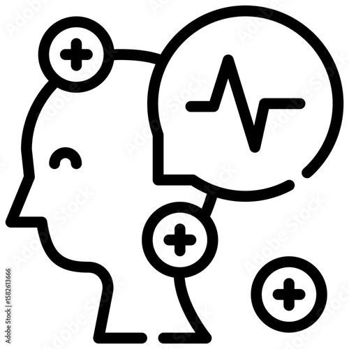 signal thoughts mind mental health think simple line icon