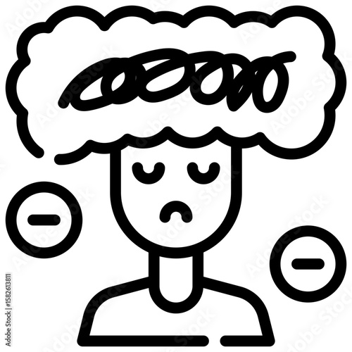 tangled thoughts think mind mental health simple line icon