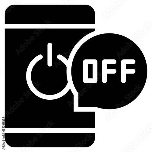 digital detox mobile off mental health solid glyph icon