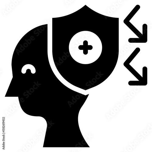 shield protection mind thoughts mental health solid glyph icon