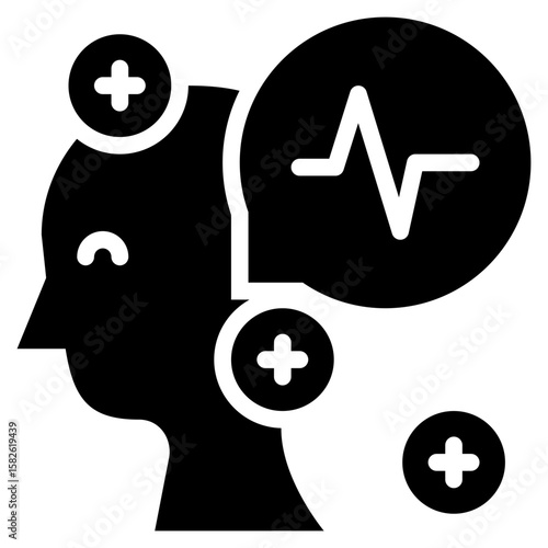signal thoughts mind mental health think solid glyph icon