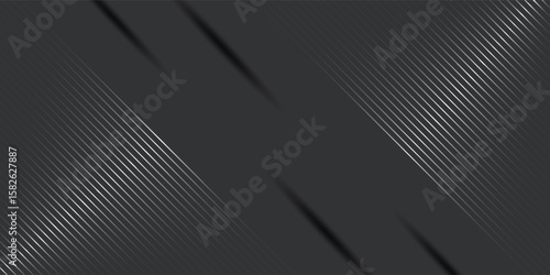 Diagonal Lines with Metallic Shine on Dark Abstract Background, Creating A Futuristic and Tech-Inspired Aesthetic. Keywords Include Abstract, Lines, Metallic, Gradient, Tech.