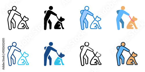 Senior Pets icon set multiple style collection 
