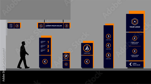 Exterior and interior signage template set corporate identity