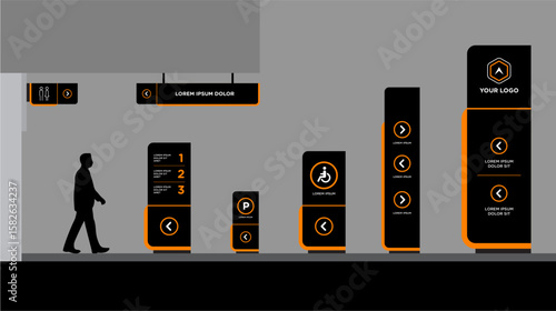 Exterior and interior signage template set corporate identity