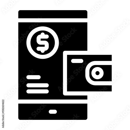 digital wallet. This is a vector single icon with a solid style. Suitable for any purpose, such as website design, mobile app design, logo design, pattern design, etc.