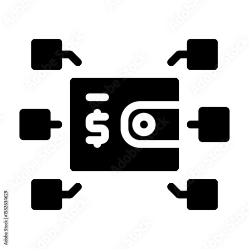Online Wallet Service. This is a vector single icon with a solid style. Suitable for any purpose, such as website design, mobile app design, logo design, pattern design, etc.