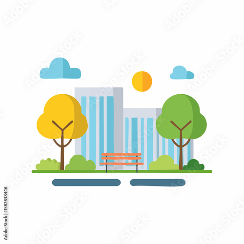 Simple abstract Park icon in color design