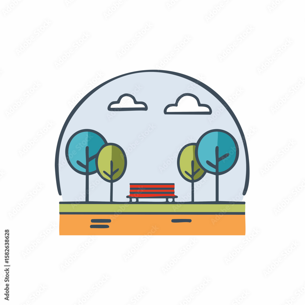 Naklejka premium Simple abstract Park icon in color design