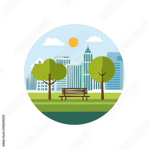 Simple abstract Park icon in color design