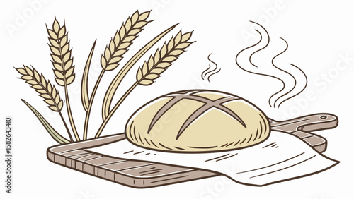 Loaf of bread with wheat and grains in a fresh bakery style