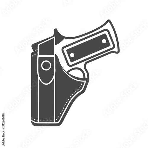 Gun Holster Flat Vector Icon Minimalist Tactical Gear.