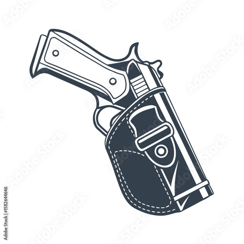 Gun Holster Flat Vector Icon Minimalist Tactical Gear.