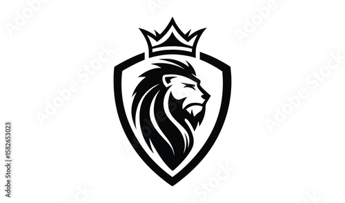 Majestic lion head emblem with crown symbolizing power and royalty