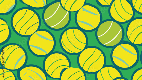 Yellow and green tennis balls pattern seamless vector background