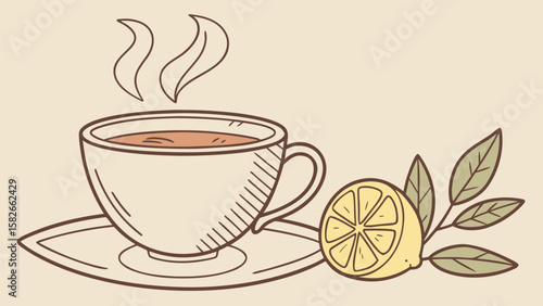 A comforting hot cup of coffee with beans, a perfect morning beverage