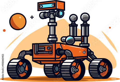Mars Rover Cartoon Illustration: Exploring the Cosmos with Robotic Technology