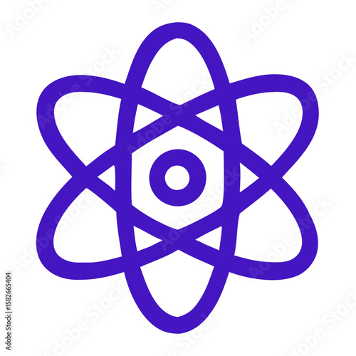 Simple Lineart Style Atom Symbol Nuclear Physics Element Science Icon
