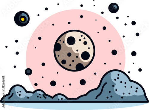 Cosmic Vista: A Tranquil Lunar Landscape in the Starry Expanse
