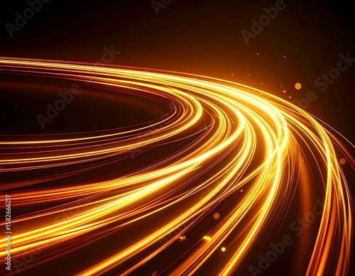 Abstract golden light trails