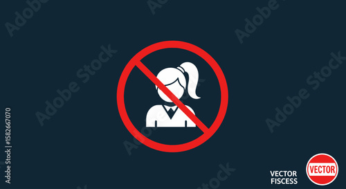 Prohibition sign:  No women allowed, red circle, female figure.