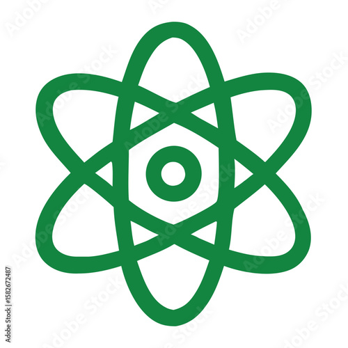 Simple Lineart Style Atom Symbol Nuclear Physics Element Science Icon
