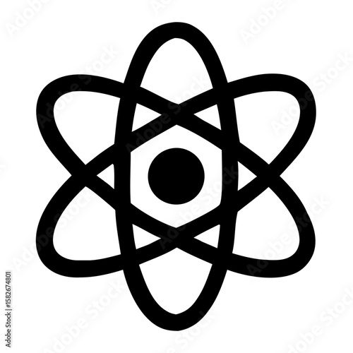 Simple Lineart Style Atom Symbol Nuclear Physics Element Science Icon