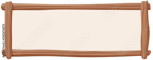 Foto Rustic Hand-Drawn Wooden Frame Banner with Natural Driftwood PNG