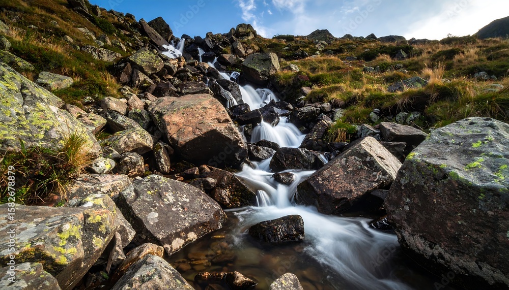 Obraz premium Mountain stream cascading over rocks (2)