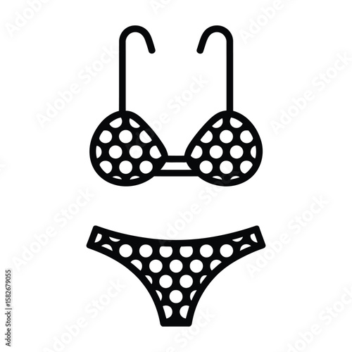 Bikini Pattern Swatches Icon, Vector, Illustration, Outline, Line Art, Silhouette, White Background.