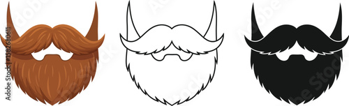 Beard styles vector illustration: mustache and beard grooming guide for men fashion trends design