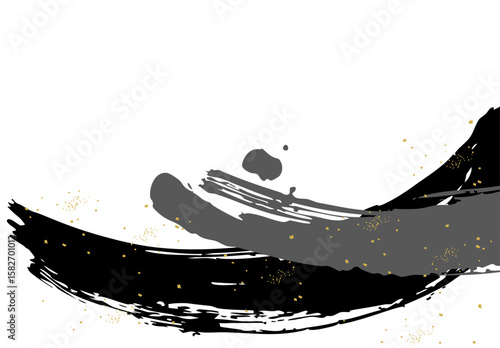 筆タッチ　毛筆　激しい筆タッチ