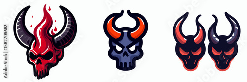 Halloween Demon horn. Spooky Clipart Elements Line Art Vector Illustration. devilish antenna for All Hallows Eve costume headgear decoration.