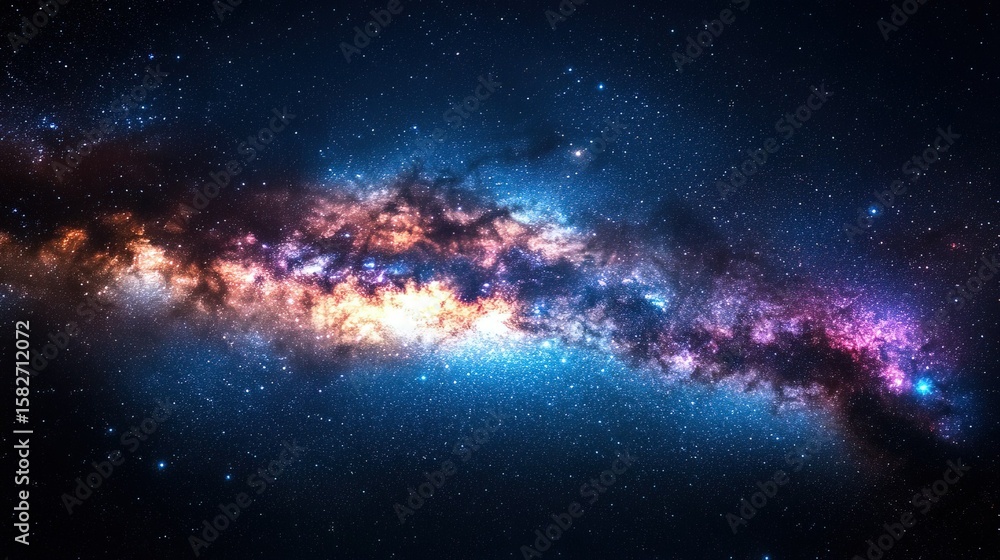 Fototapeta premium Cosmic Galaxy Nebula Starry Sky Design Background - Multicolor Gradient Milky Way Space Texture for Web/Apps/Posters/Wallpaper