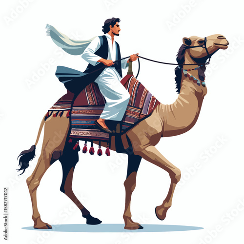vector image of a person riding a camel