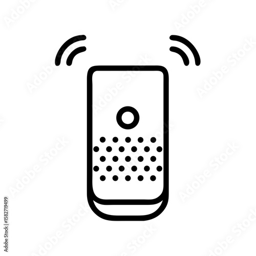  Smart speaker line icon for voice assistant and audio device