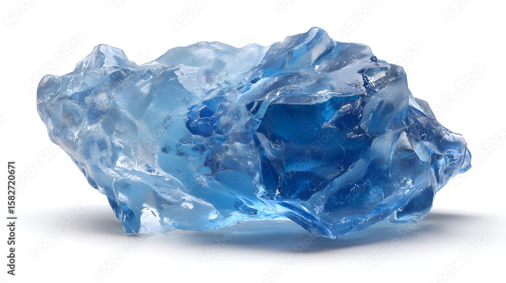 Fototapeta premium blue ice stone placed on a clean white background showcasing its cool translucent texture and frozen crystalline appearance in a minimal display