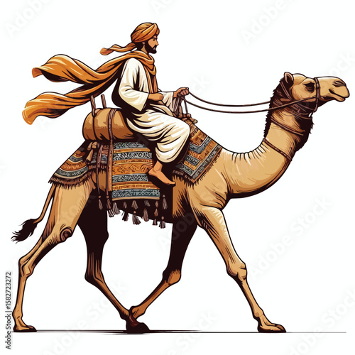vector image of a person riding a camel